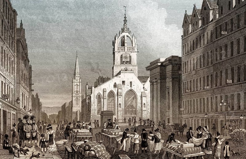 St Giles' Church, County Hall and Lawn Market, High Street, Edinburgh, Scotland, 19th century, from Modern Athens by Th. H. Shepherd
