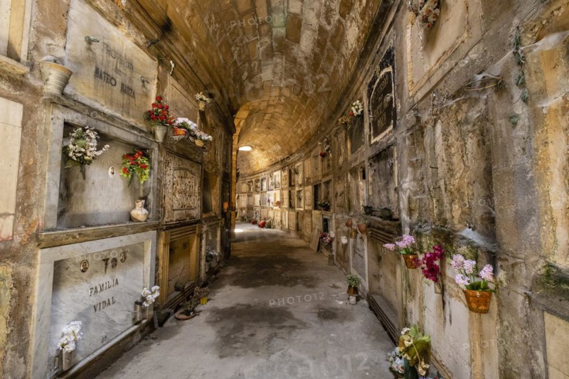 Catacombs, used to bury the dead during the 1918 flu epidemic, Palma cemetery, inaugurated in 1841, Palma de Mallorca, Mallorca, Balearic Islands, Spain, Europe