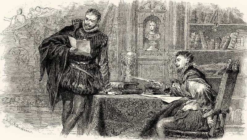 ACT II, SCENE II., Egmont's residence, Egmont with his Secretary, scene from EGMONT by Johann Wolfgang von Goethe