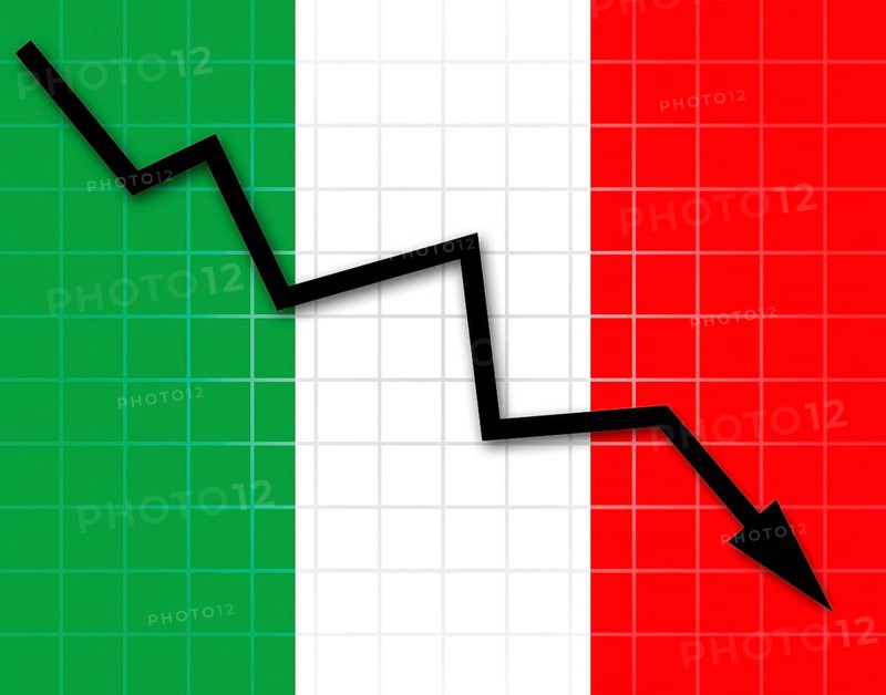 The Italian flag and arrow graph going down