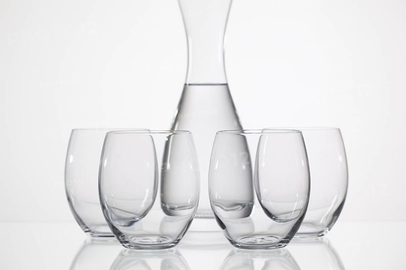 Glasses of water on the glass table