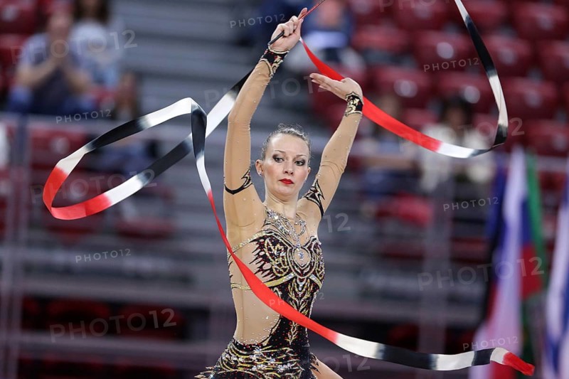 Sofia, Bulgaria - 6 May, 2017: Natascha Wegscheider from Austria performs during Rhythmic Gymnastics World Cup Sofia 2017. Individual tournament