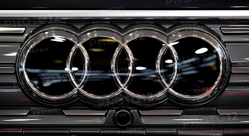 Sofia, Bulgaria - 3 June, 2022: Close-up of Audi logo is seen on a car at Sofia Motor Show