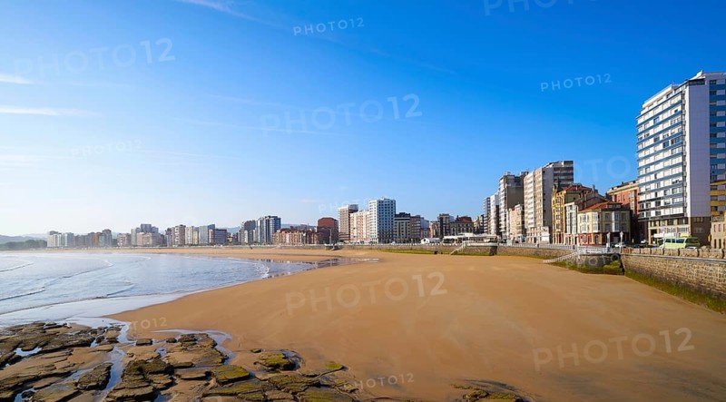 Gijon playa San Lorenzo beach in Asturias Spain