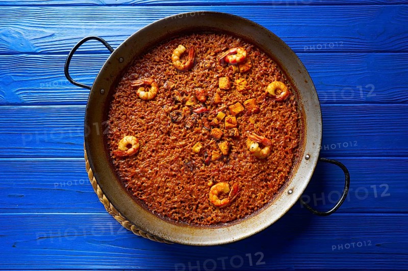 Seafood Paella senyoret rice from Valencia Spain