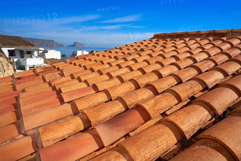 Altea white village in Alicante at Mediterranean Spain clay tiles roof