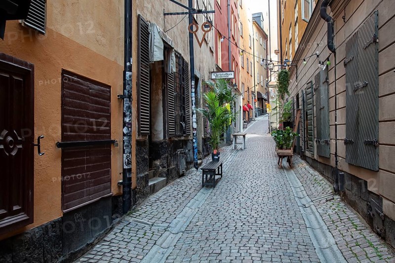 Alleyway in the Historic town Gamla Stan, Stockholm, Sweden, Scandinavia, Europe