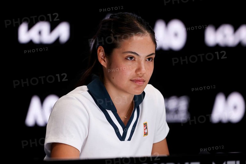 MELBOURNE, AUSTRALIA - JANUARY 10: Emma Radacanu of Great Britain during a press conference ahead of the 2025 Australian Open at Melbourne Park on January 10, 2025 in Melbourne, Australia, Oceania
