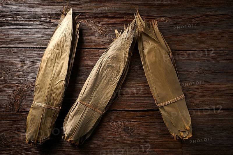 Dried Bamboo leaves in brown for Zongzi asian recipe preparation