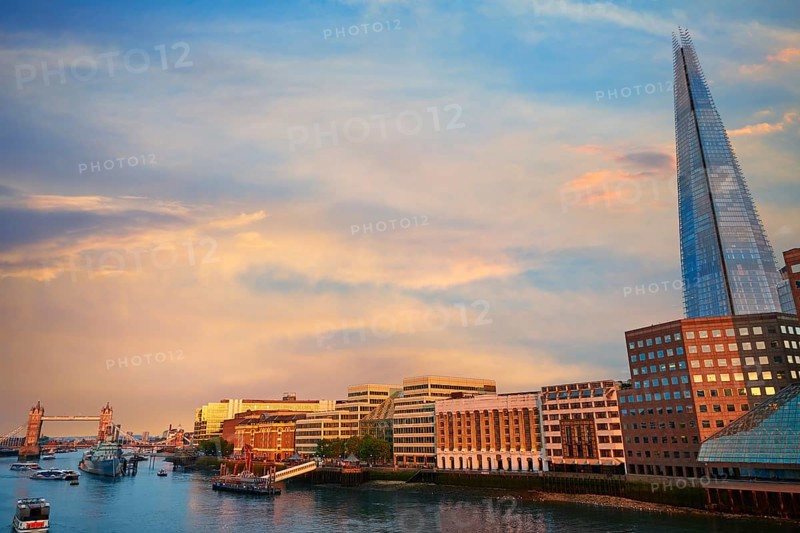 London The Shard building at sunset in England