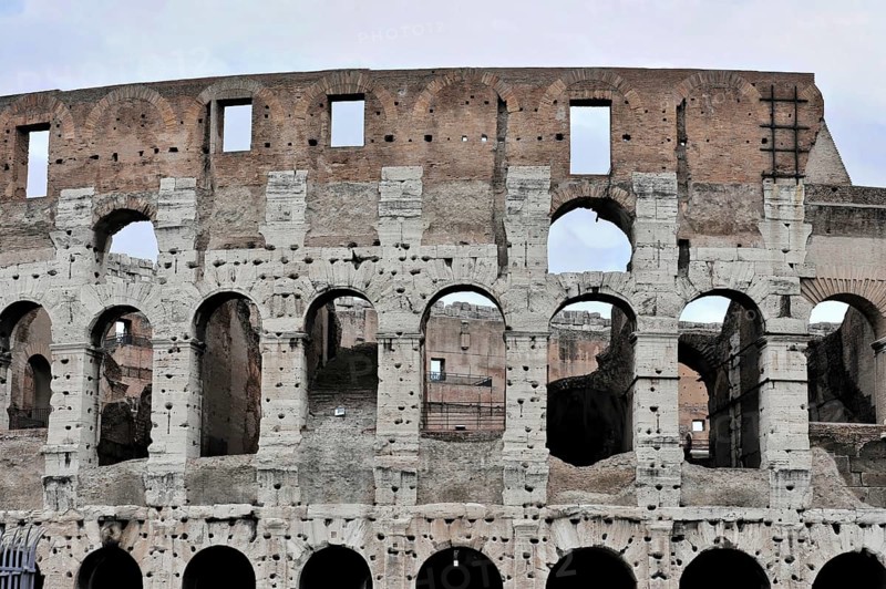 Colosseum, Colosseum, amphitheatre, built 72 AD by Vespasian, Rome, Latium, Italy, Exterior view of the old stone arches of the Colosseum in Rome, Rome, Latium, Italy, Europe
