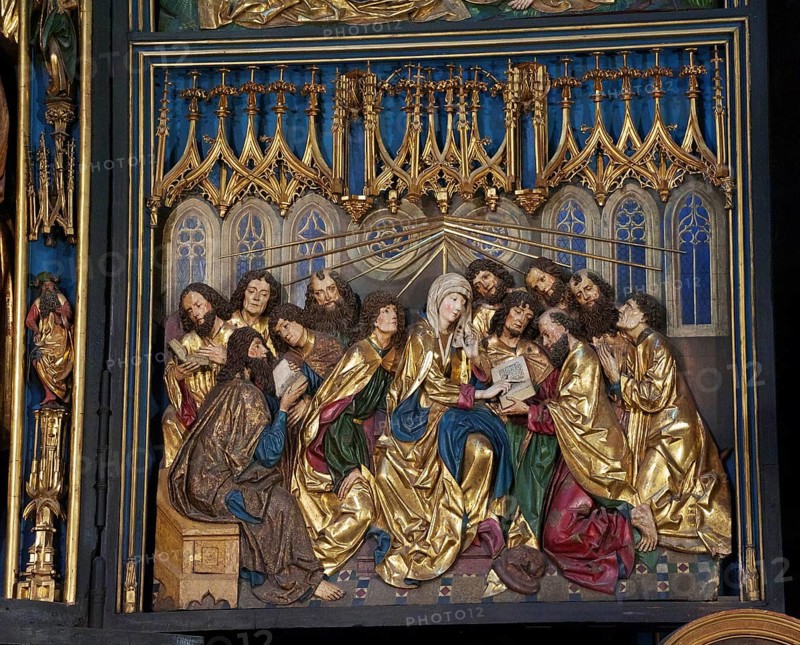 Partial view of the Veit-Stoß altar in St Mary's Church in Krakow