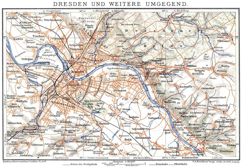 Map of Dresden, Germany, Europe, end of the 19th century, Stadtplan von Dresden, Deutschland, Europa, Ende des 19. Jahrhundert, Europe