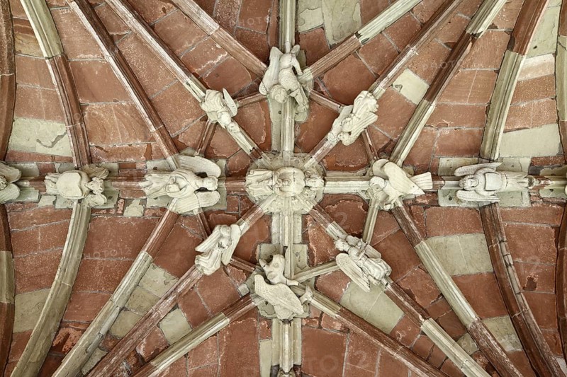 North wing of the cloister, vault with angels as keystones, St., Sankt, Saint