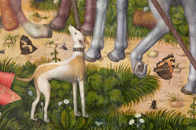 Jakobikirche, altar in the sacristy, depiction of a dog with flowers and butterflies, St., Sankt, Saint
