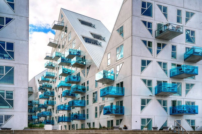 Europe, Denmark, Iceberg residential complex in Aarhus, Aarhus, Denmark, Europe
