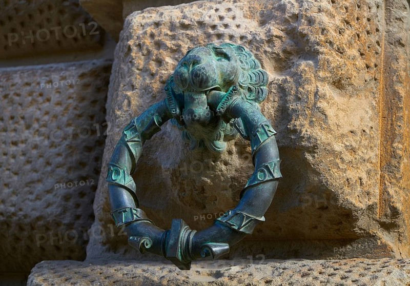Alhambra lion holding ring in Carlos V of Granada Spain