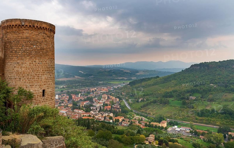 Panoramic view of Sferracavallo city and Italian valley from Orvieto castle. Italy Europe