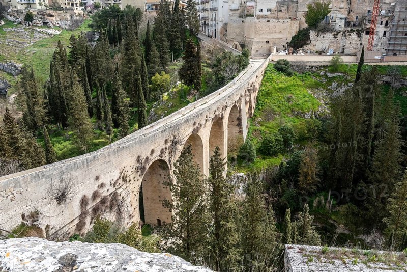The famous aqueduct bridge from Roman times in Gravina, Southern Italy