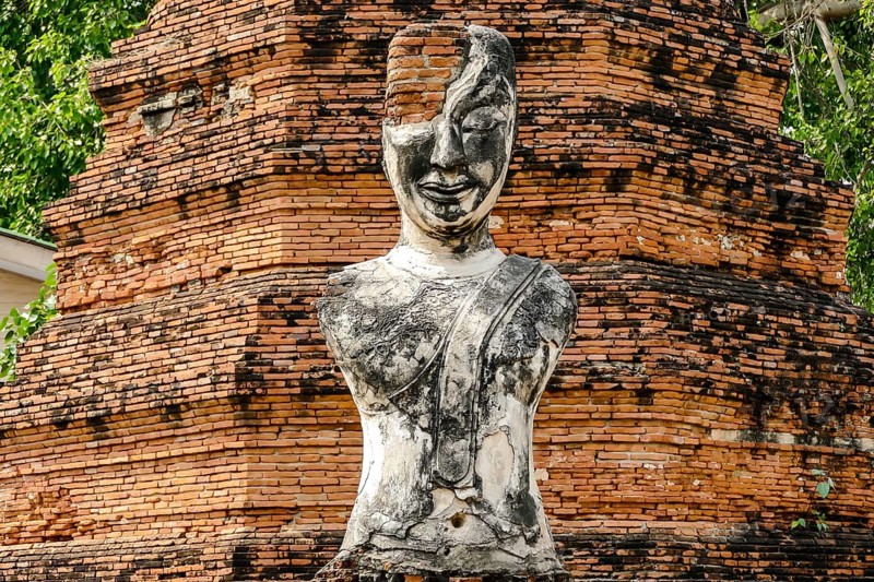Beautiful photo of Ayutthaya Buddha Temple Ruins taken in thailand