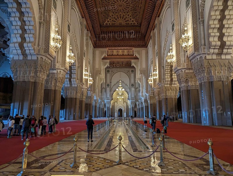 CASABLANCA, MOROCCO, APRIL 13, 2023, Interior of the famous Hassan II Mosque at the coast of Casablanca, Morocco, Africa