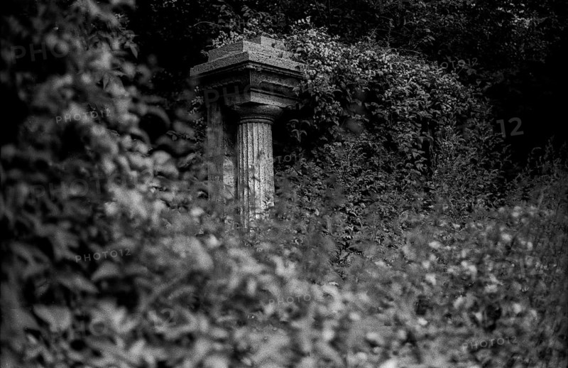 GDR, Berlin, 28.07.1987, Jewish cemetery Weißensee, overgrown column