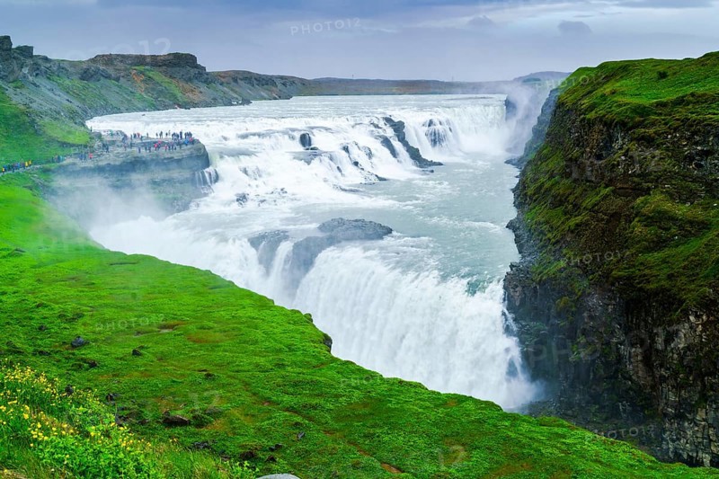 Famous Gullfoss Waterfalls in the canyon of the Hvita river in southwest Iceland