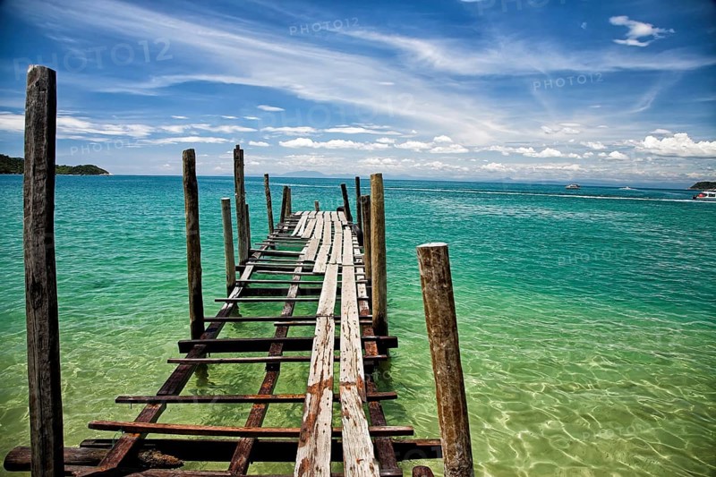 Simple traditional wooden pier. Vietnam