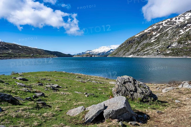 A view of the Montespluga Dam near the Splügen Pass from Italy to Switzerland