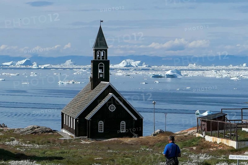 Greenland Ilulissat glaciers at fjord Disco Bay West Greenland