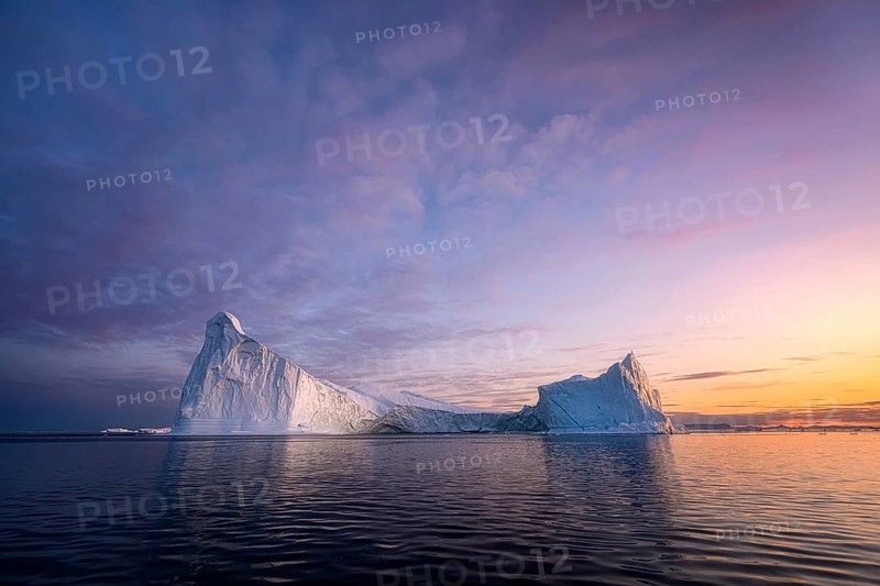 Greenland Ilulissat glaciers at fjord Disco Bay West Greenland