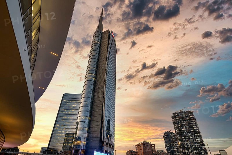 Milan Italy, Porta Nuova District. Gae Aulenti Square. Unicredit Tower