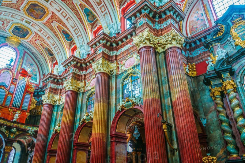 POZNAN, POL - NOV 27, 2018: Interior of Fara, St. Mary's Basilica in Poznan, Poland, Europe