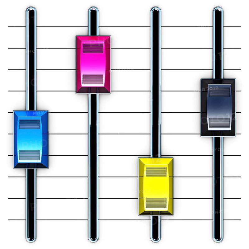 3D illustration of a mixing CMYK concept