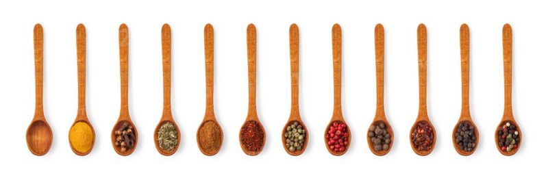 spices on a white background