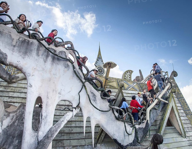The queue of tourists at the Crazy House in Dalat, Vietnam, Asia