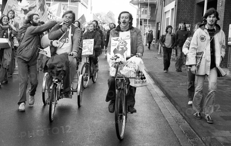More than 10, 000 opponents of nuclear power and nuclear weapons demonstrated for their aims on 25.10.1980 in Lingen, Germany, Europe