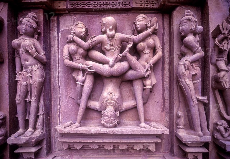 Erotic images on the Exterior wall of the Kandariya Mahadeva temple in Khajuraho, Madhya Pradesh, India, Asia. World Heritage Site, Asia