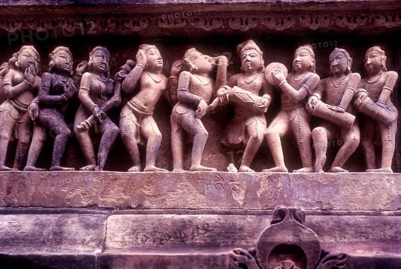 An erotic panel on the exterior wall of the Lakshmana temple in Khajuraho, Madhya Pradesh, India, Asia. World heritage site, Asia