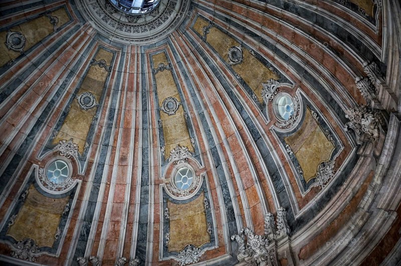 Inside view of (Cupula) of Estrela Basilica in Lisbon, Portugal, Europe