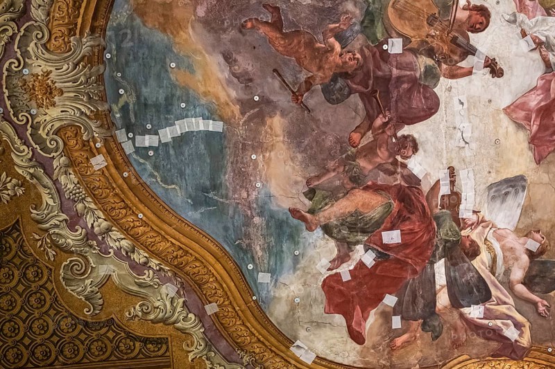Interior view of St Mark's Basilica, Sala Banchetti, Banqueting Hall, restoration of the ceiling, Venice, Veneto, Adriatic Sea, Northern Italy, Italy, Europe