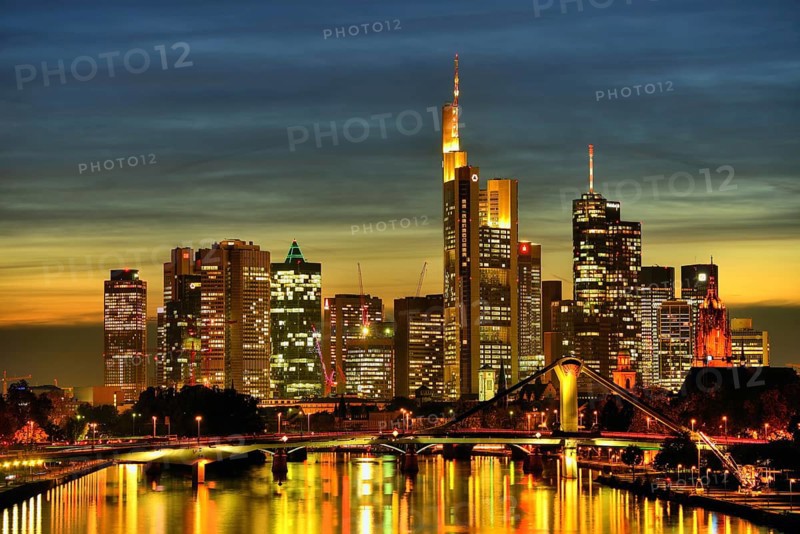 Frankfurt skyline in the evening