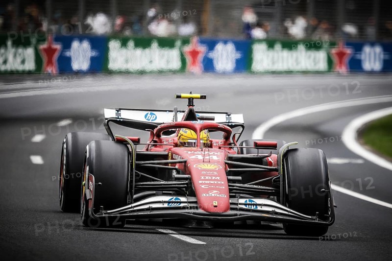 Lewis Hamilton of Great Britain drives the Scuderia Ferrari HP SF-25 during the Australian Formula 1 Grand Prix at Albert Park in Melbourne, Australia, Oceania