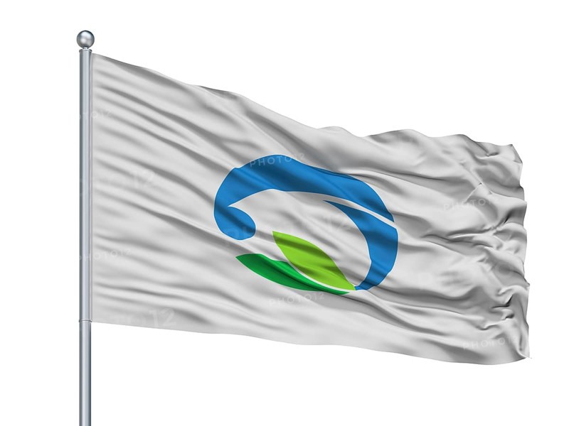Makinohara City Flag On Flagpole, Country Japan, Shizuoka Prefecture, Isolated On White Background