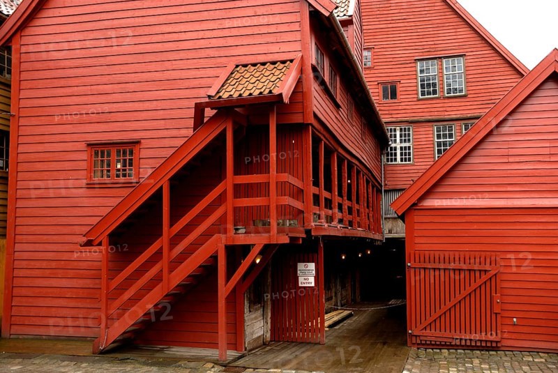Wooden houses at Bryggen, Bergen, Norway, Europe