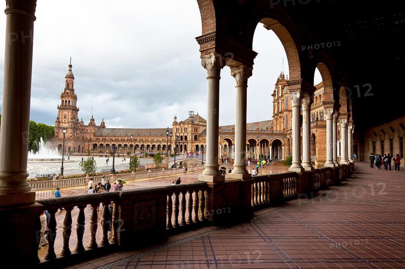 Spain, Andalusia. The Spanish pavilion in Seville at Plaza Espana Austria, Europe