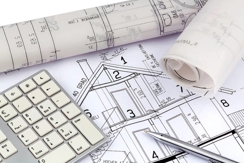 Building plan for a house. With compass and ruler Austria