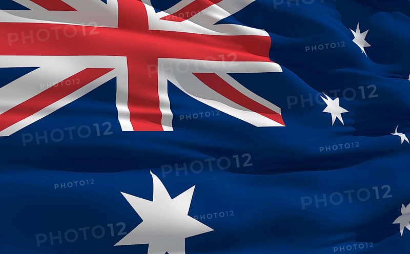 Fluttering flag of Australia on the wind