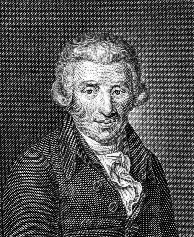 Johann Wilhelm Ludwig Gleim (1719-1803) on engraving from 1859. German poet. Engraved by unknown artist and published in Meyers Konversations-Lexikon, Germany, 1859, Europe