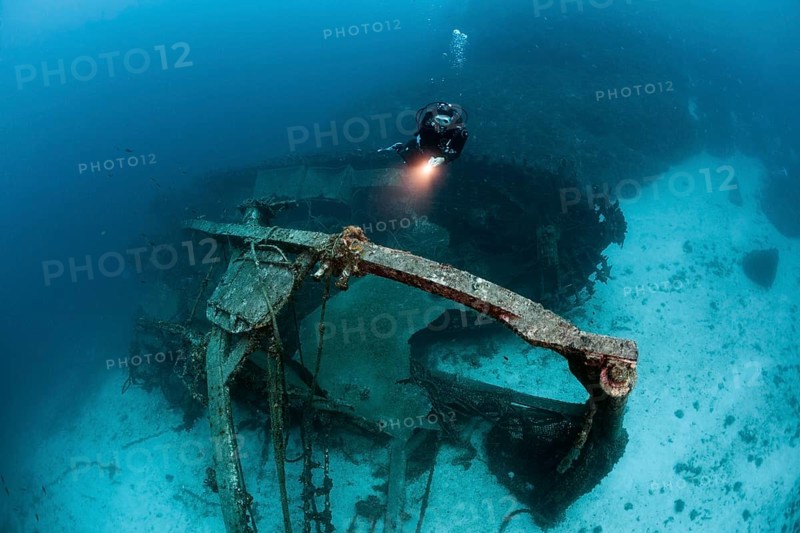 Scuba Diver at Fortunal Wreck, Vis Island, Mediterranean Sea, Croatia | Scuba Diver at Fortunal Wreck, Vis Island, Mediterranean Sea, Croatia, Europe